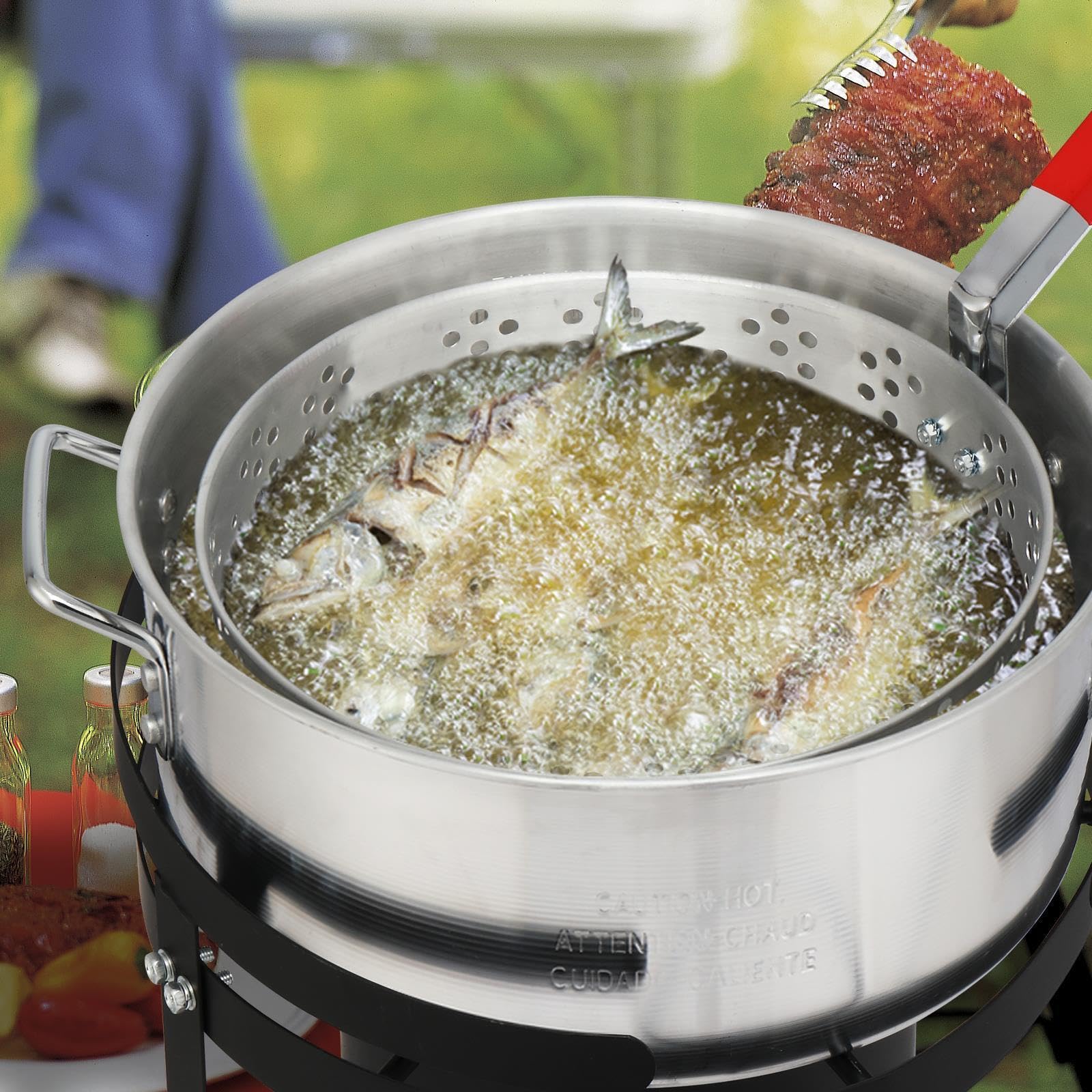Friteuse Avec Panier En Acier Inoxydable Pour Camping Et Maison - Kit Complet Avec égouttoir Et Pince - Idéale Pour Frites, Poisson, Snacks - Compatible Gaz Et Induction