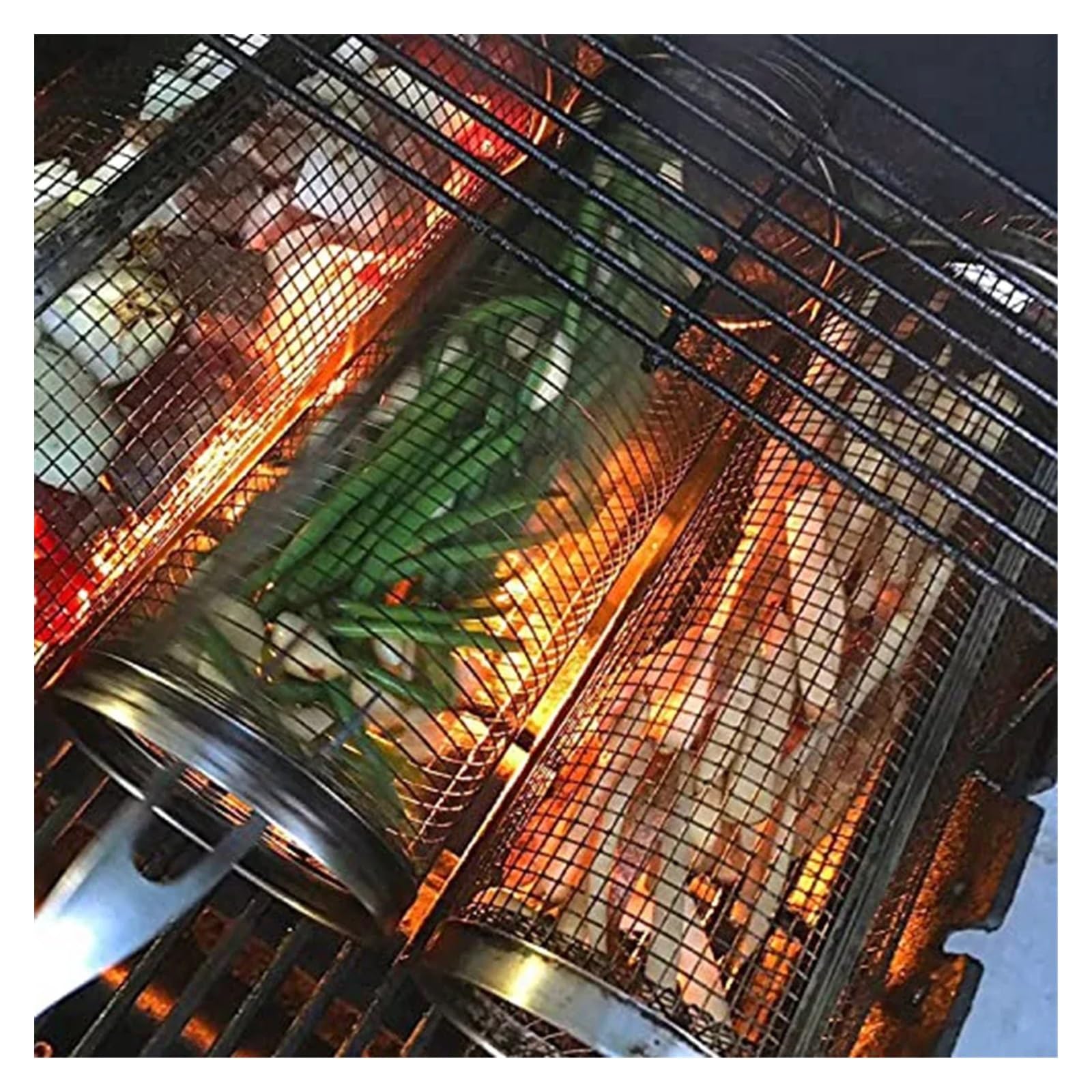 Klatka do grilla BBQ Największy kosz do grillowania Okrągły Cylinder ze stali nierdzewnej Grill Płonący pieczona siatka Campingowy stojak na grilla (Color : Oil Bottle x1)