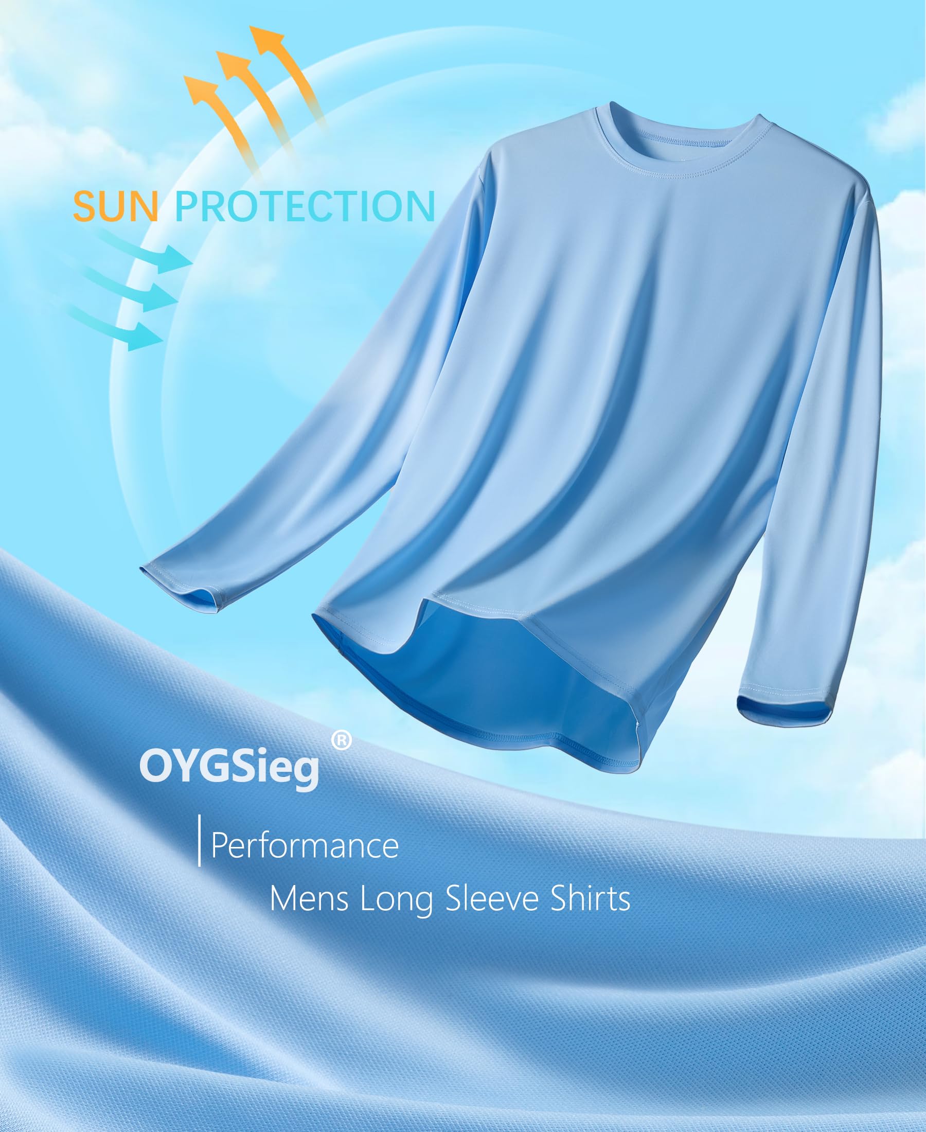 OYGSieg 6 Pack Long Sleeve Shirts for Men Moisture Wicking UPF SPF Sun Protection Tee Shirts Workout T Shirts Casual