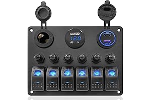 Waterproof 6 Gang Marine Rocker Switch Panel with Circuit Breaker Protection