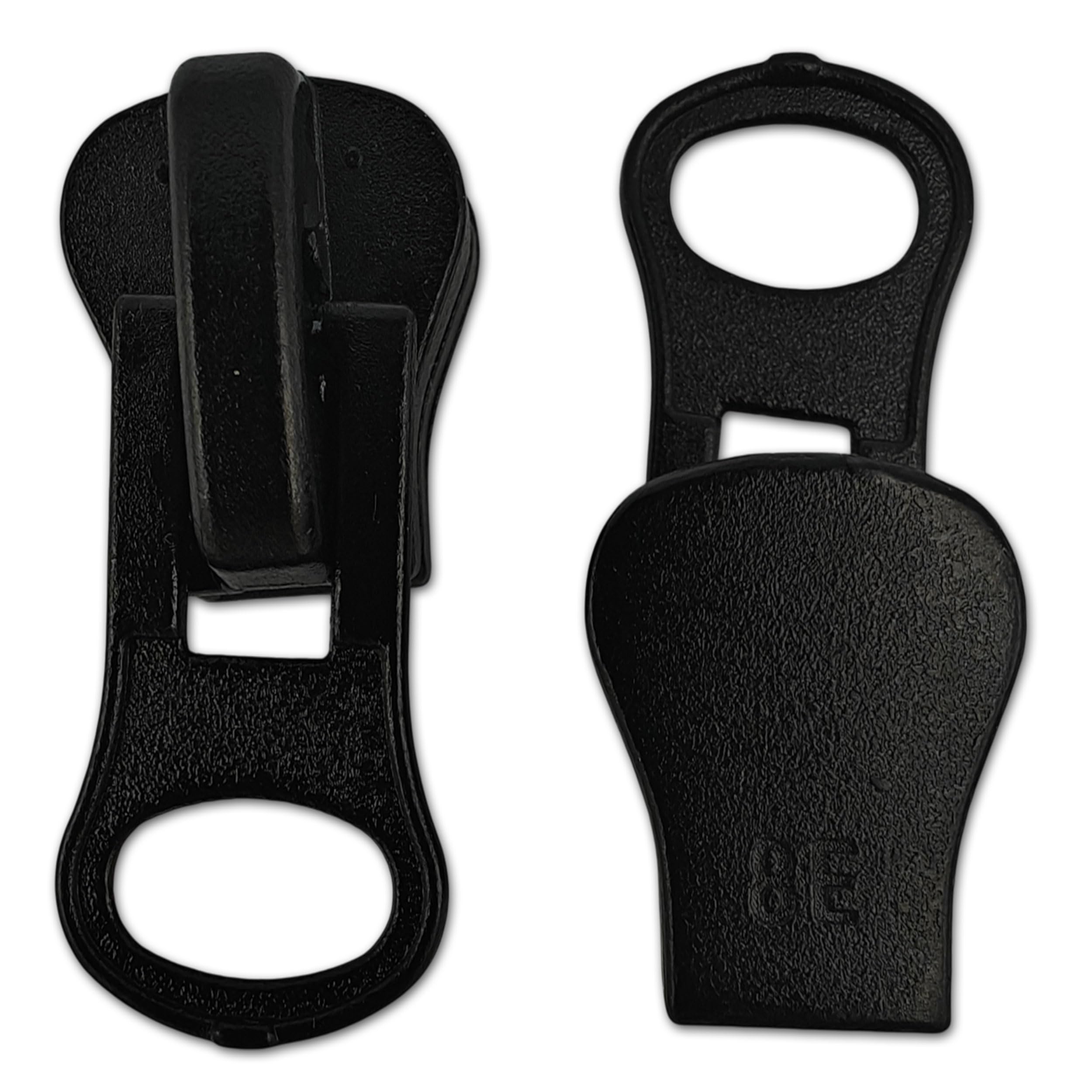 Zips & Bobs Black Donut 2Pc | Spare Pullers For Chunky Type Zip Size #8 Slider | Replacement Zipper Fastener Fixing