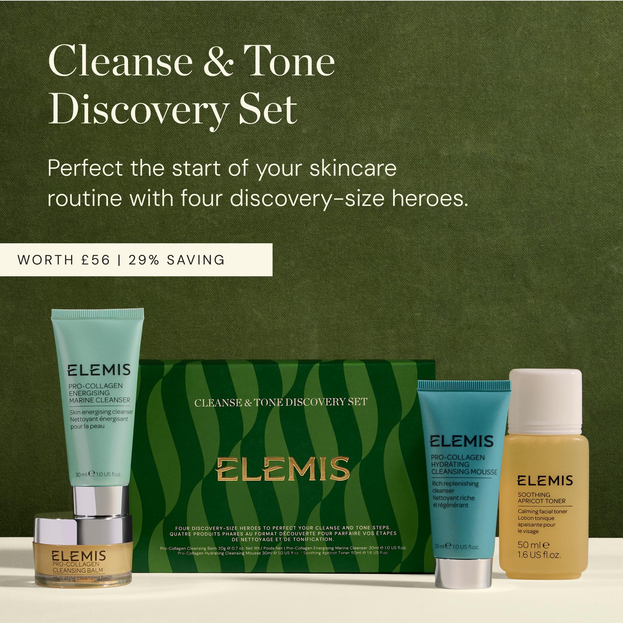 ELEMIS Cleanse & Tone Discovery Set, Cofanetto Regalo Skincare da Viaggio