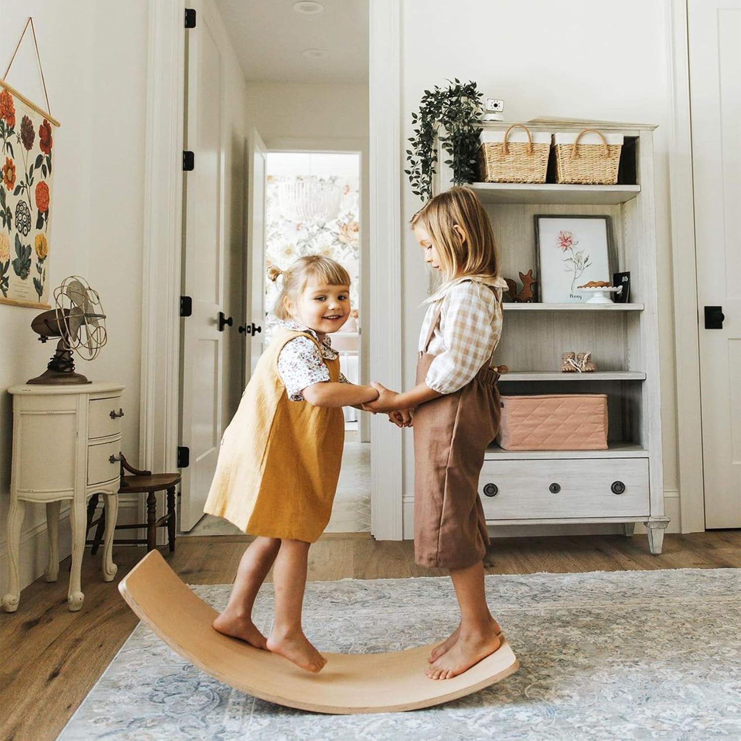 Mallify Wooden Balance Board with a Play Mat, Kids Natural Wood Rocker Board, Great Kids Learning Toy for Body Training, Exercise and Physical Therapy for Home & Classroom, 35’’ : Sports & Outdoors