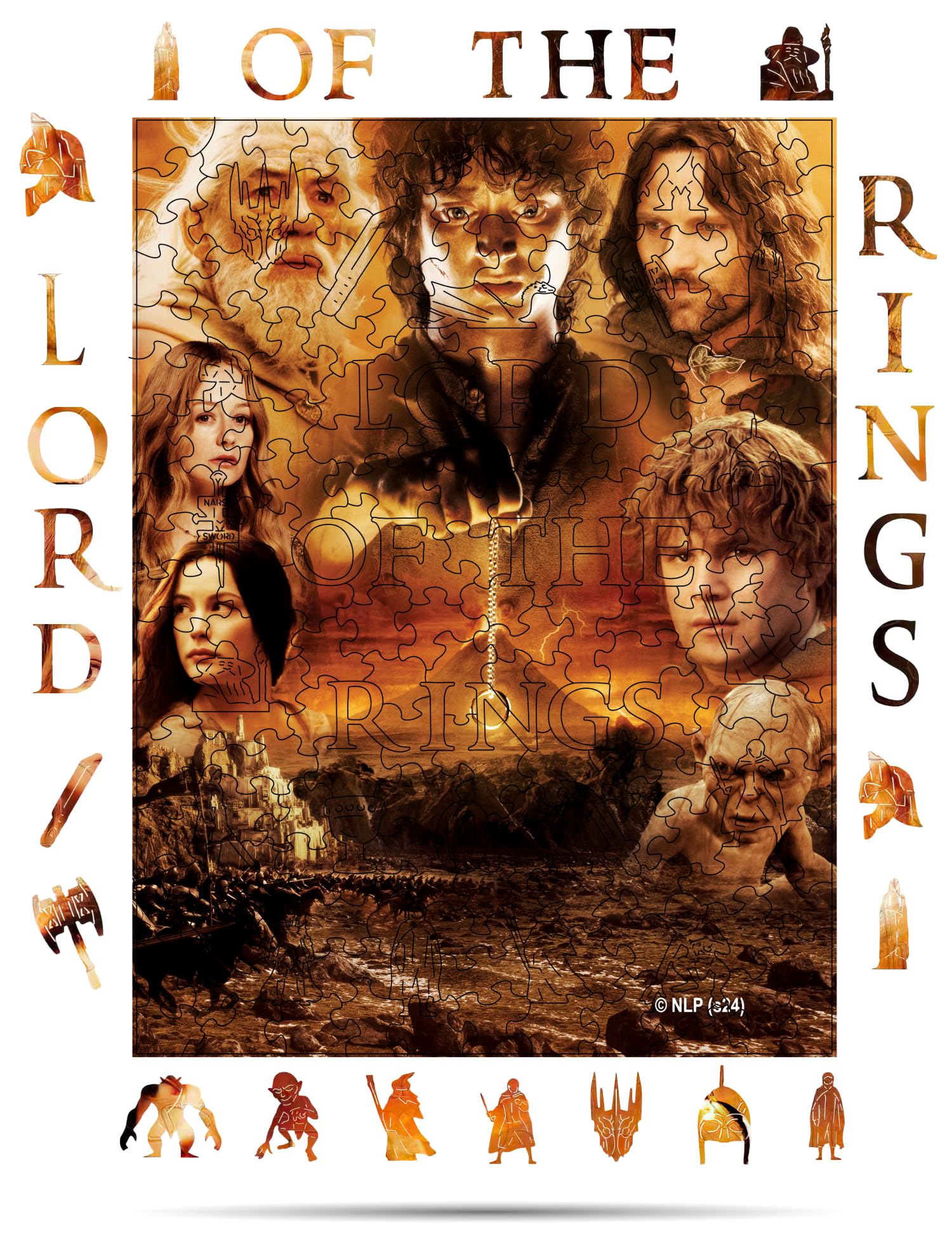 Crafthub The Lord of The Rings Wooden Puzzles for Adults - A3 Size with 207 Pieces Wood Puzzles - The Lord of The Rings - Jigsaw Puzzles with Unique Shapes - 9.1" x 12.2"
