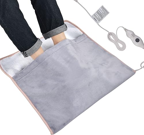 AW Calentador eléctrico de pies con calefacción de 22 x 20 pulgadas, almohadilla de calentamiento rápido de 3 ajustes de temperatura, alivio del