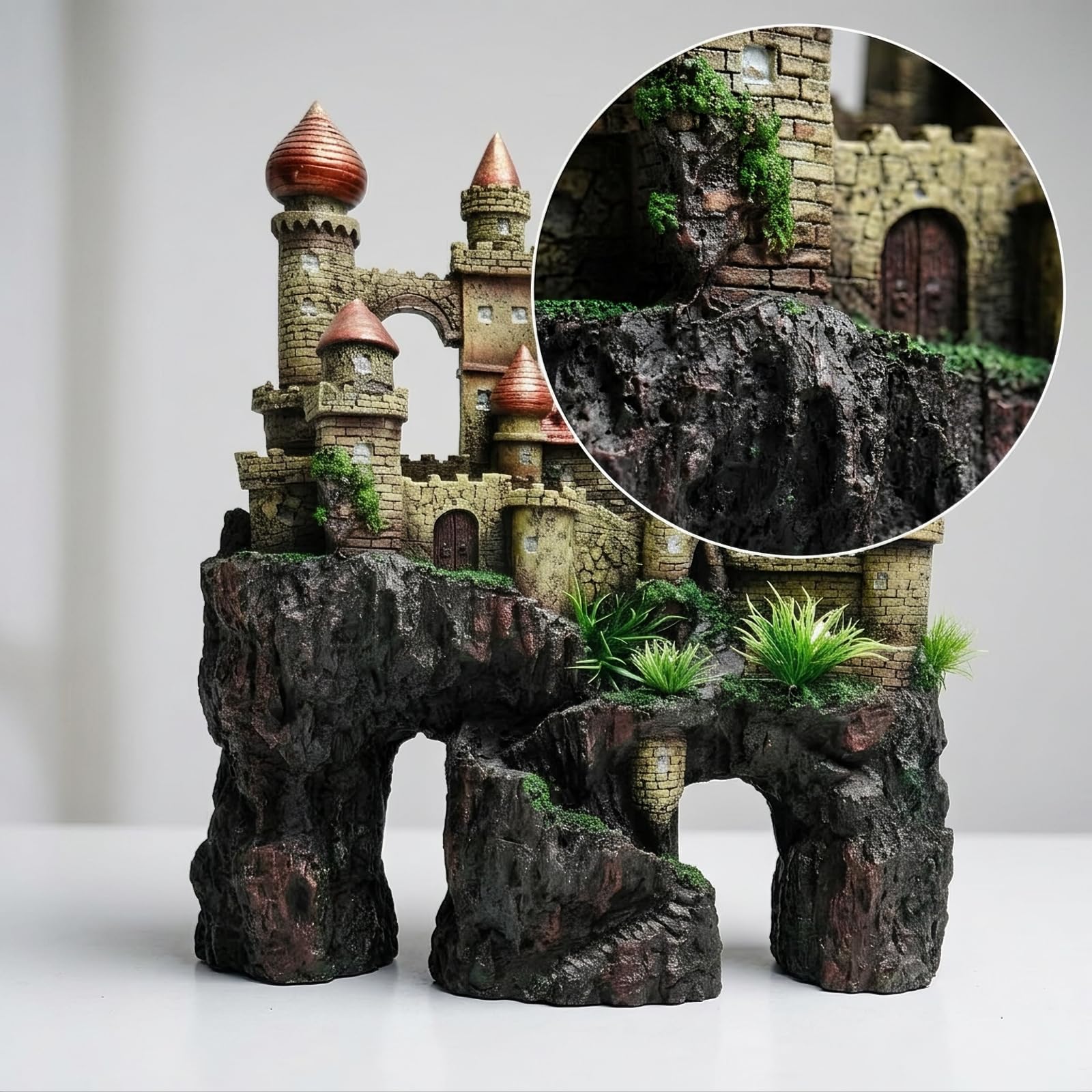 Castello per Acquario Durevole | Realistica, Castello in Resina, Realistico, Ornamento con Roccia, per Vasca Dei Pesci