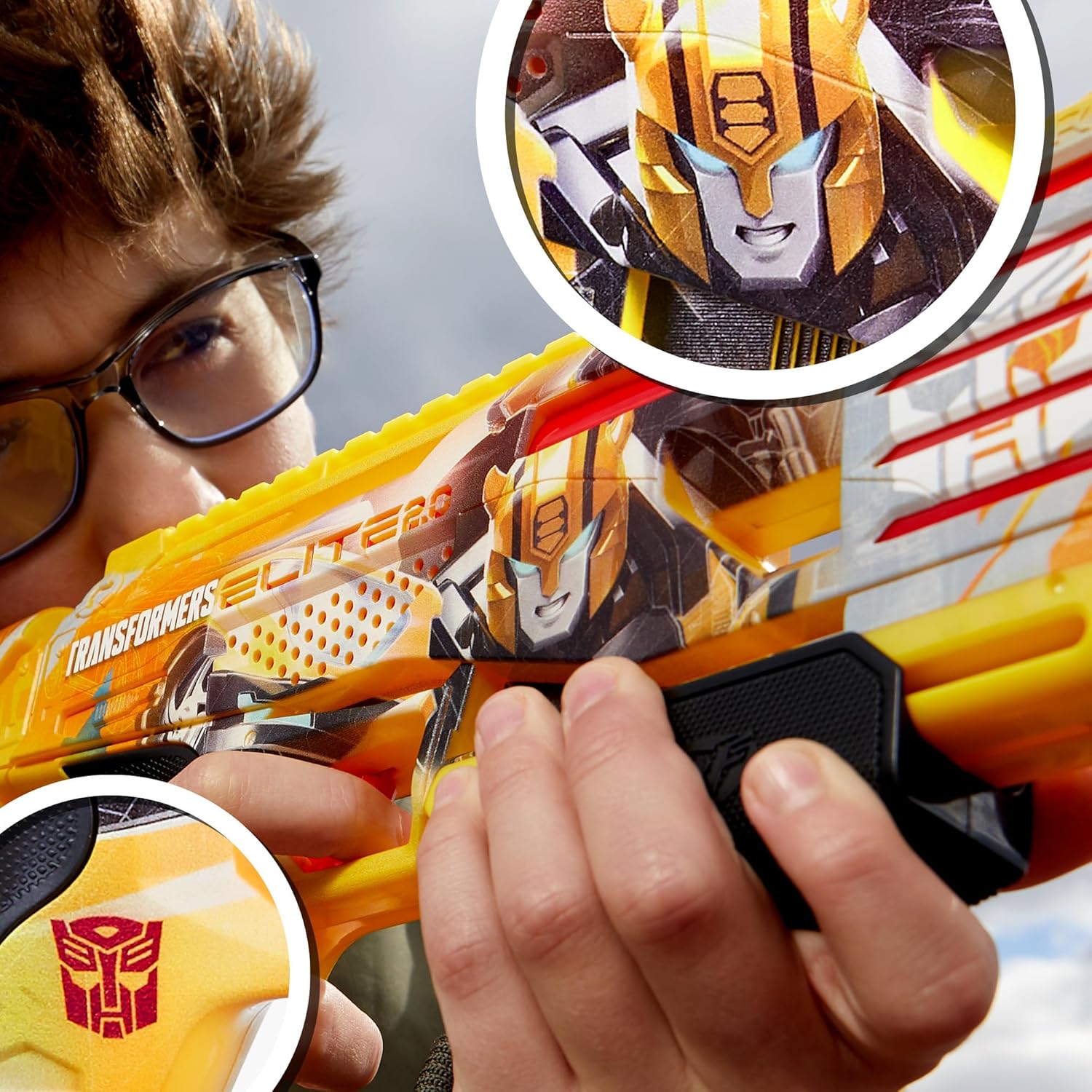 NERF Transformers Bumblebee Dart Gun with 8 Elite Darts