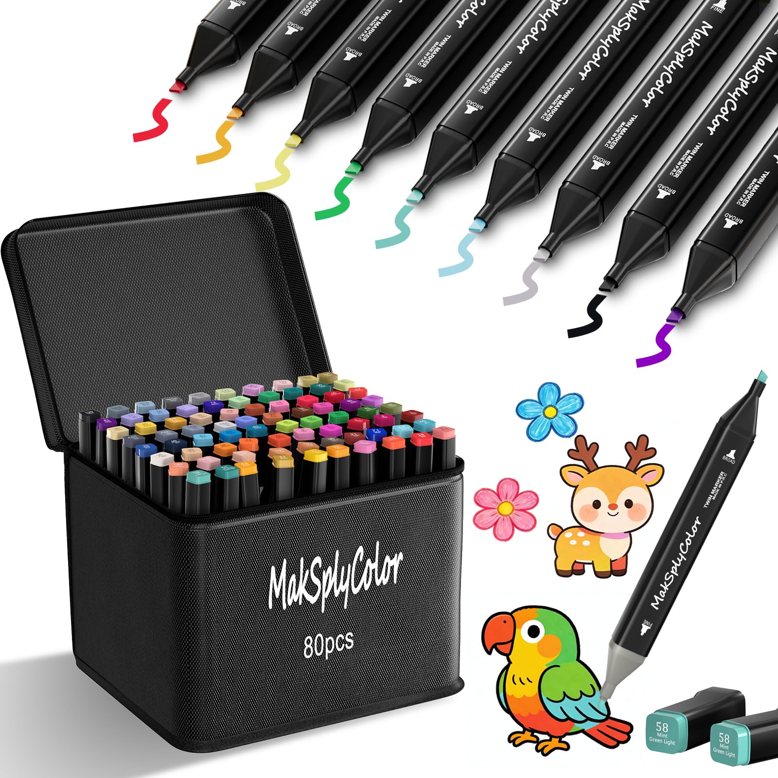 Amazon.com: MakSplyColor 80Pcs Alcohol Markers for Adults Comics