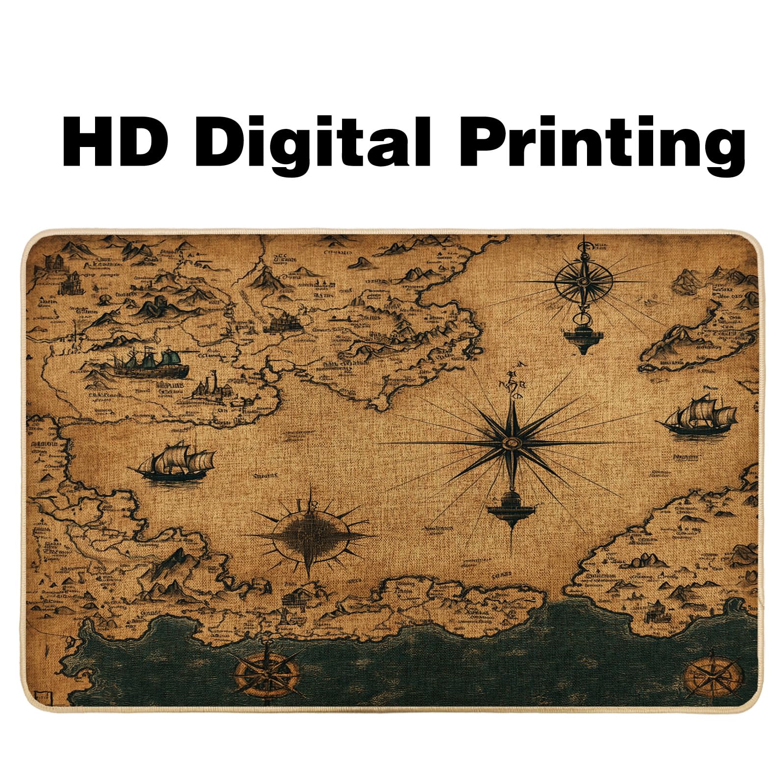 Zerbino per ingresso con mappa nautica, per interni ed esterni, per ingresso, garage e lavanderia, 40 x 50 cm