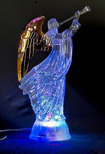 Figuras cambiantes multicolor iluminadas con luces LED de cristal, ángel de oración de 12 pulgadas con estatuas de paloma, decoración para el hogar,