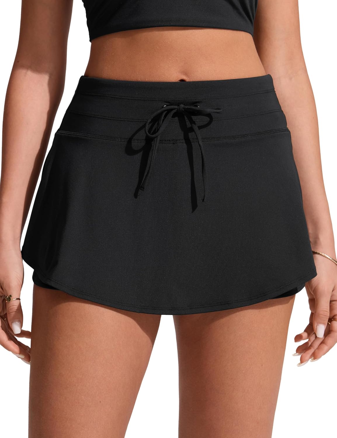 CRZ YOGA High Waisted Skirty Board Shorts for Women - Flowy Overlay Swim Skorts Bathing Suit Bottoms with Brief Liner