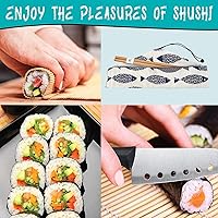 Vista 6 de Kit de fabricación de sushi SmileTools, juego de 22 piezas para principiantes con libro guía, bazuca, cuchillo, estera, cortador de aguacate