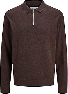 سويت شيرت جيميل بولو منسوج بنصف سوستة وأكمام طويلة للرجال من جاك اند جونز