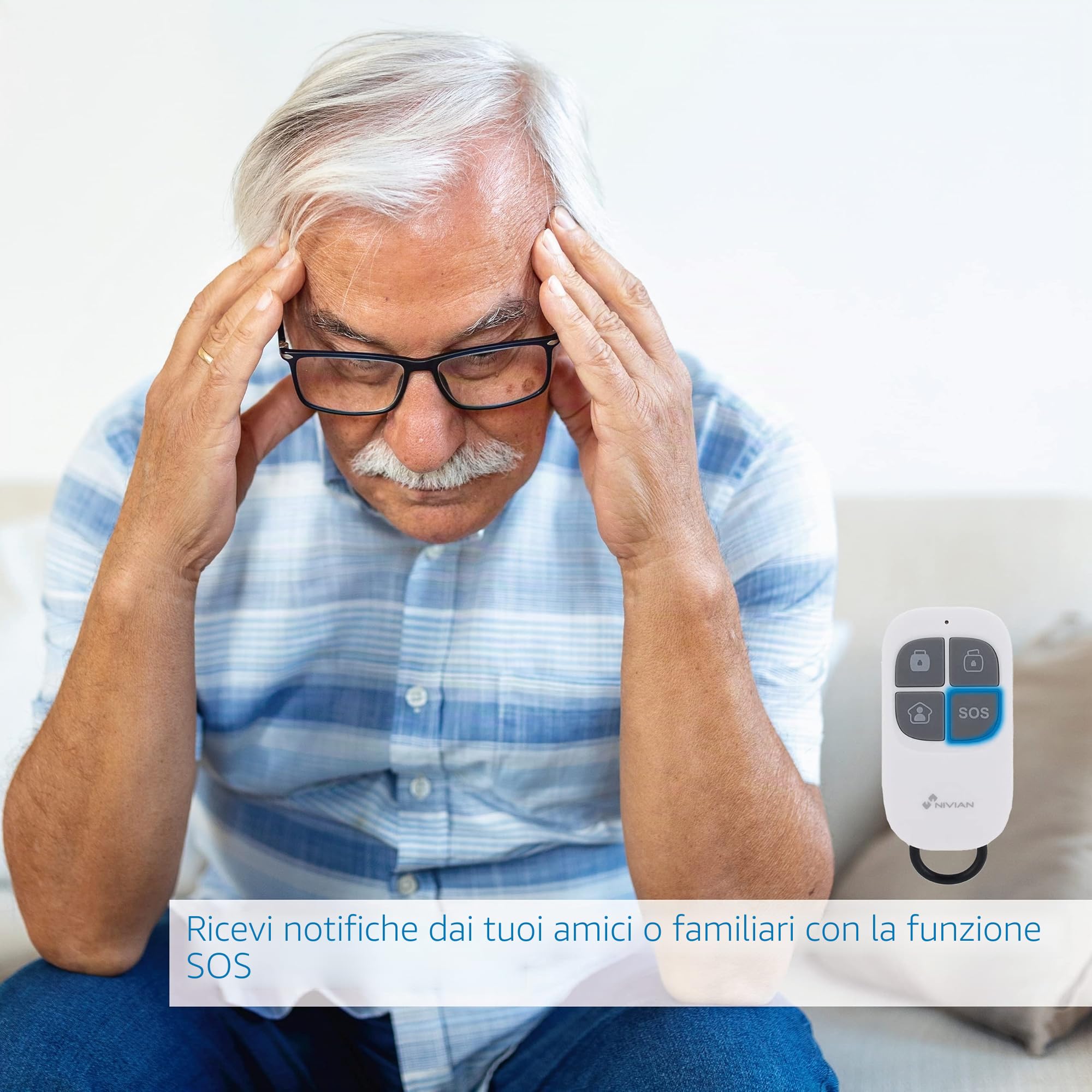 Sistema di allarme Nivian per casa e azienda senza canone mensile | Kit Allarme Wifi con Controllo Remoto tramite APP Tuya | Funzione SOS | Installazione semplice senza cavi