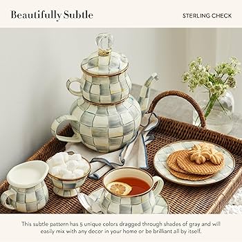 Amazon.com | MACKENZIE-CHILDS Enamel High-Tea Teapot, Cup, and Lid