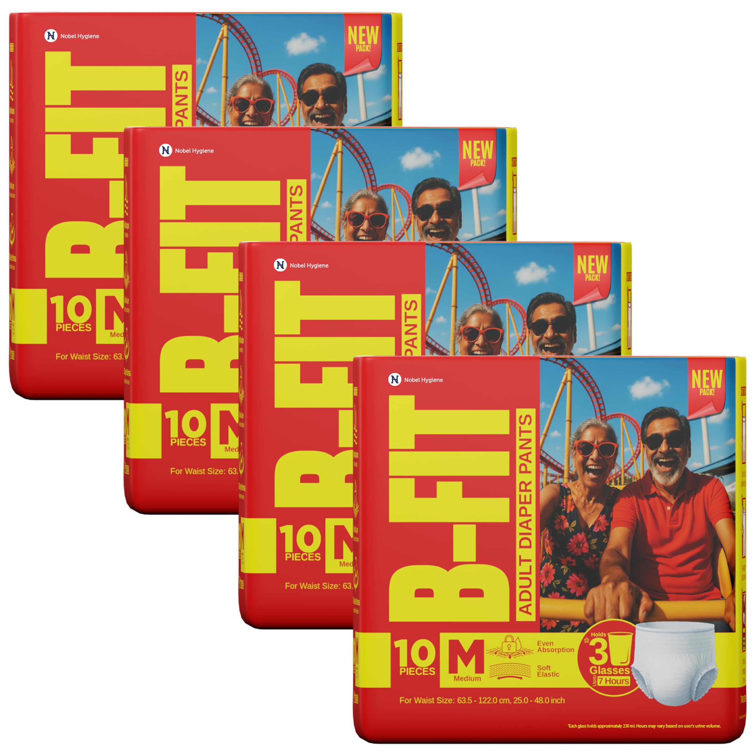 B-Fit Regular Adult Diaper M Size Pants | 40 Count (Medium) | Waist 25 – 48 inch | Unisex | Leakproof | Even Absorption | Long Protection hours | Brief-Like Fit & Soft Elastic Waist