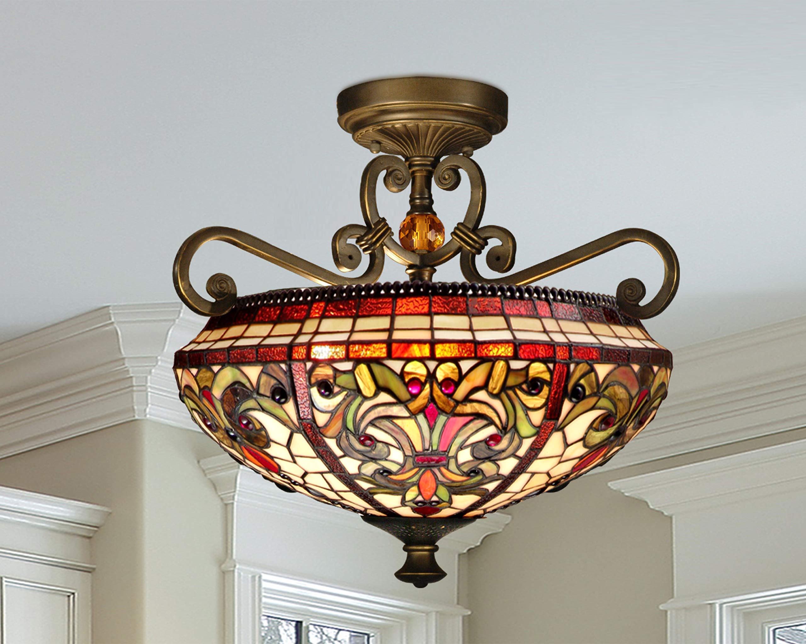 Dale Tiffany Lamps TH13090 Baroque Semi Flush Mount Light Fixture