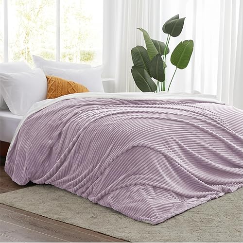 Miniatura 4 de Kozyhvn Manta Sherpa tamaño individual para cama, manta de forro polar suave y acogedora, manta cálida para invierno, manta reversible para sofá,