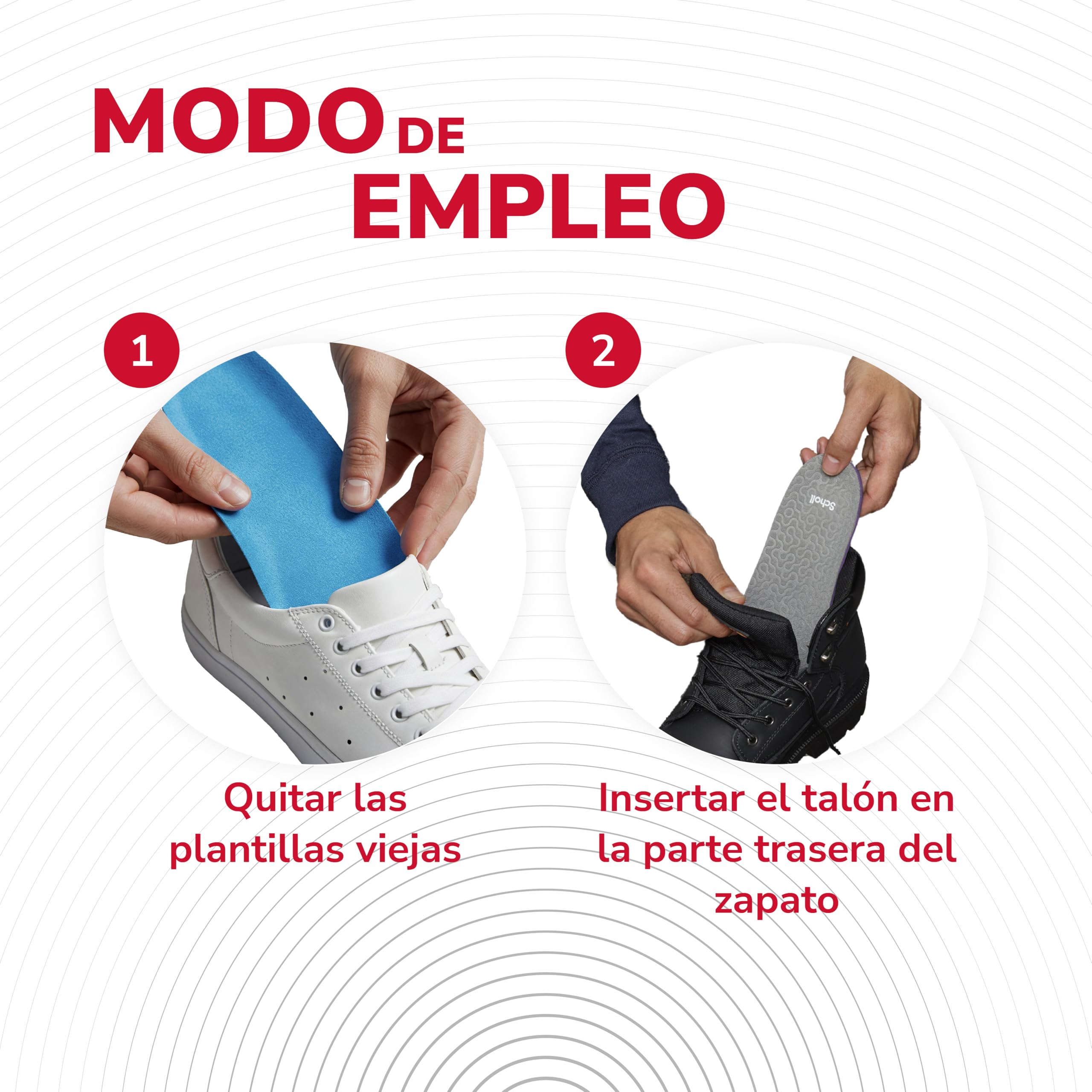 Scholl Plantilla In-Balance para el Alivio del Dolor de Rodilla y Talón, 1 Par, Blanco, Talla L (42.5-45), 2 Unidades