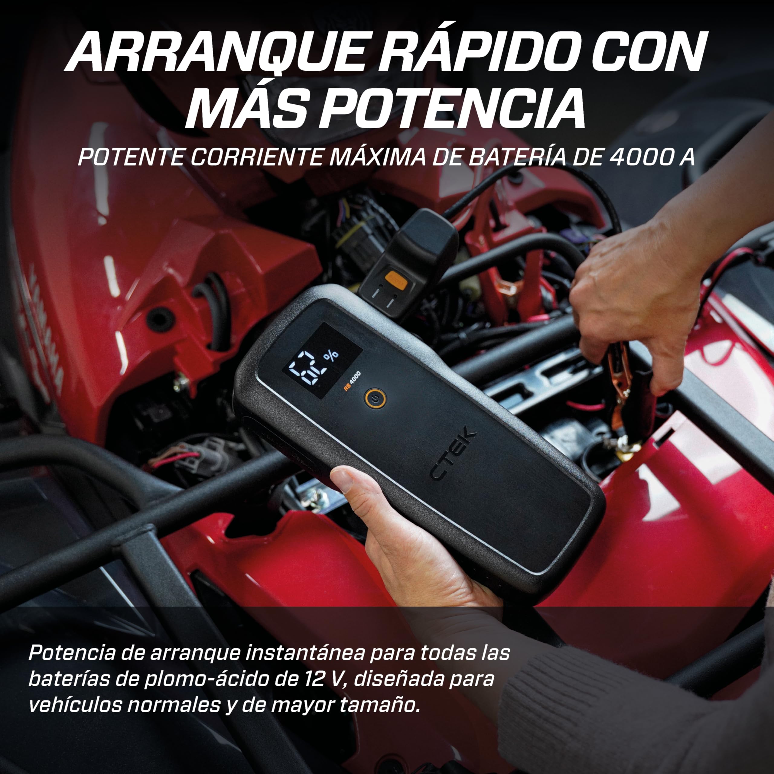 CTEK RB 4000 Arrancador Portátil – Corriente Máxima de Batería 4000A, Booster para Baterías de 12V en Vehículos Diésel y Gasolina