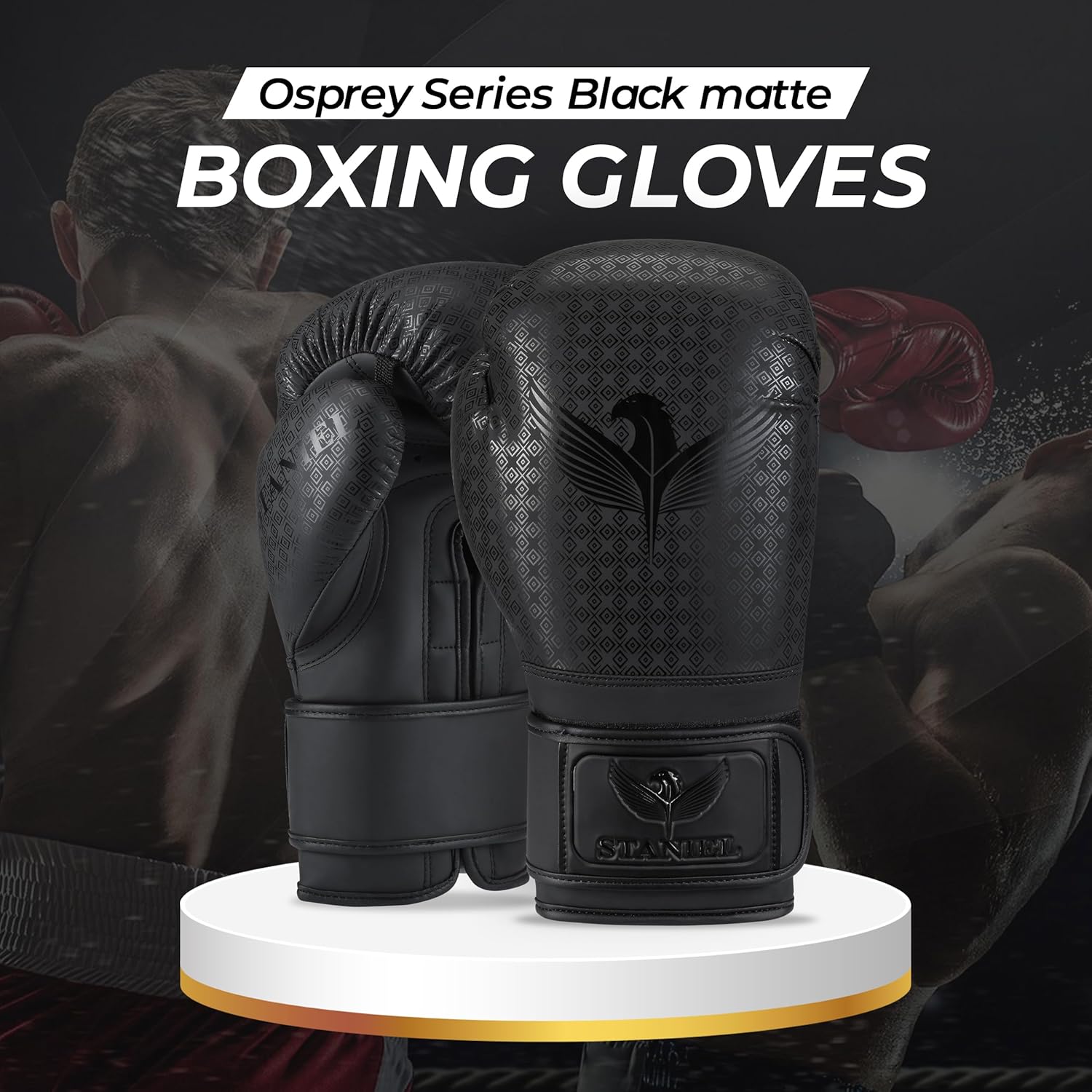 Staniel Osprey Series S7 Boxing Training Gloves - Synthetic Leather with Long Injected Foam Padding, Extra-Wide Hook & Loop Closure, Foam-Lined Satin Interior for Comfort, Includes Free Mesh Backpack