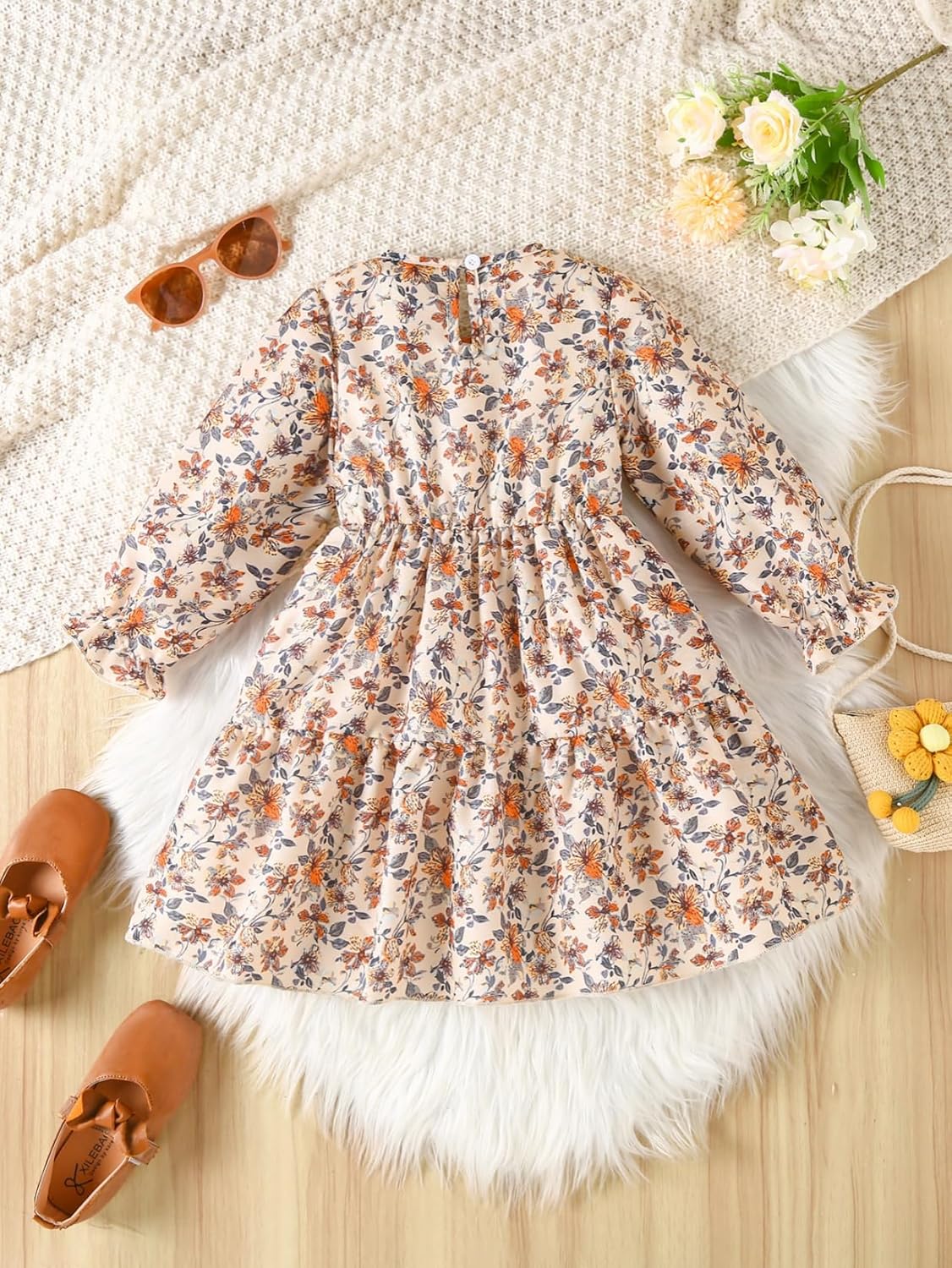 Toddler Girl Dress Long Sleeve Casual Outfits Baby Floral Spring Fall Playwear Dresses 3-7T - Image 2