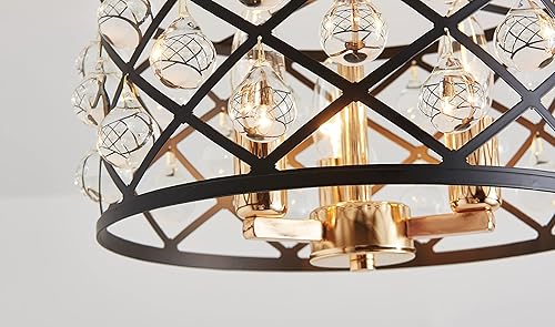 Miniatura 5 de AGV LIGHTING CH013BB Farmhouse - Lámpara de techo semiempotrada, base E12, 3 luces, 13 pulgadas de profundidad x 12 pulgadas de alto, acabado negro