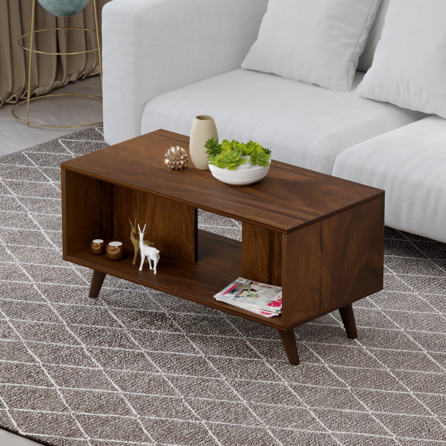 BLUEWUD Leo Engineered Wood Rectangular Shape Coffee Center Sofa Tea, Teapoy Console Table for Sofa Set Living Room Home Hall (Brown Maple)-image-45