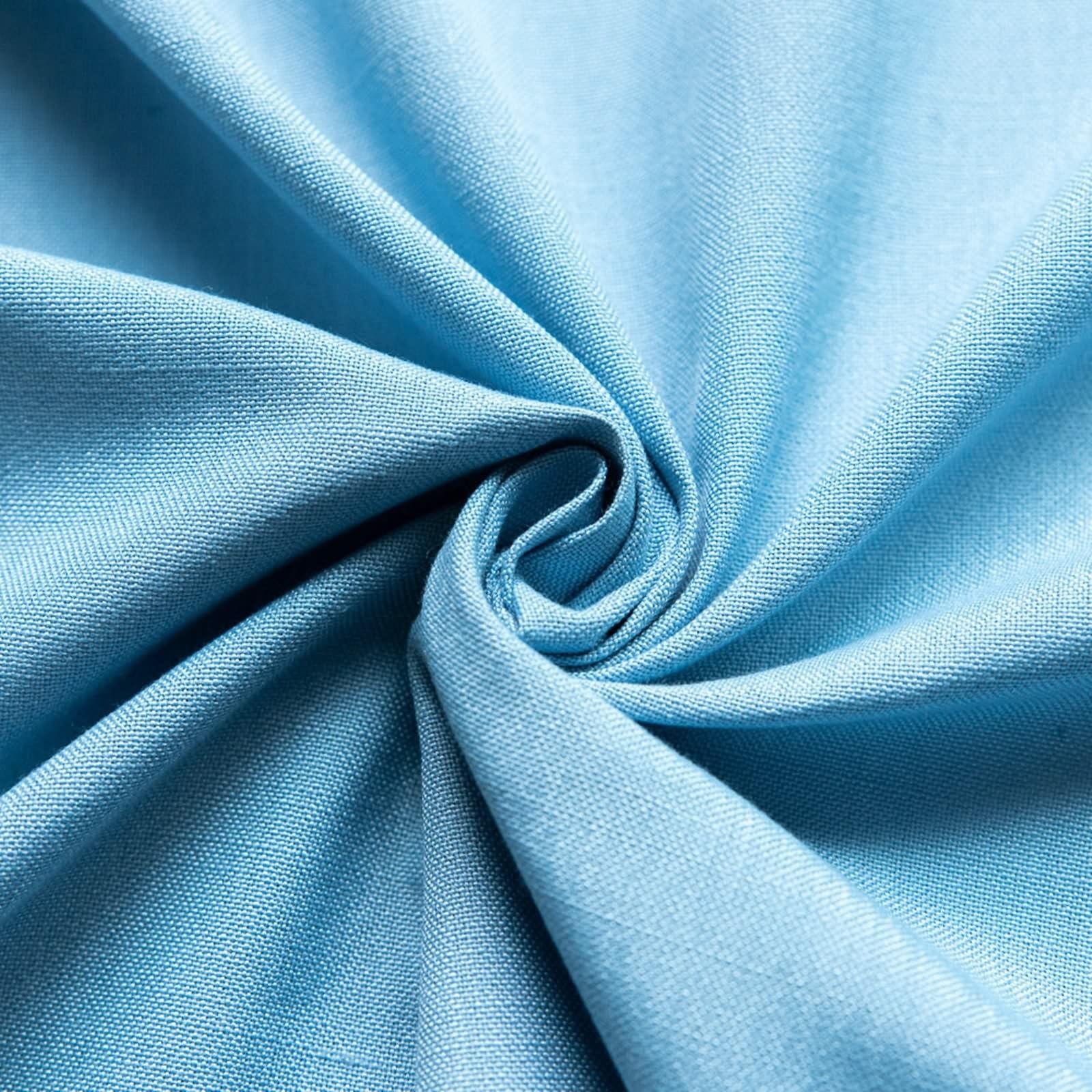 Tablecloth 220 cm, obrus z bawełny i lnu, zmywalny, jednokolorowy, błękitny, zmywalny, okrągły