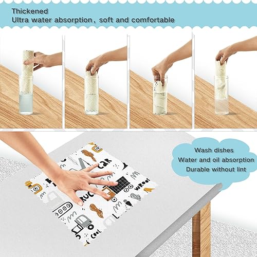 Miniatura 4 de Simple Trucks Beep Quality Print Kitchen Microfiber Towels Quick Dry Set of 6 Rags for Bathroom Oven