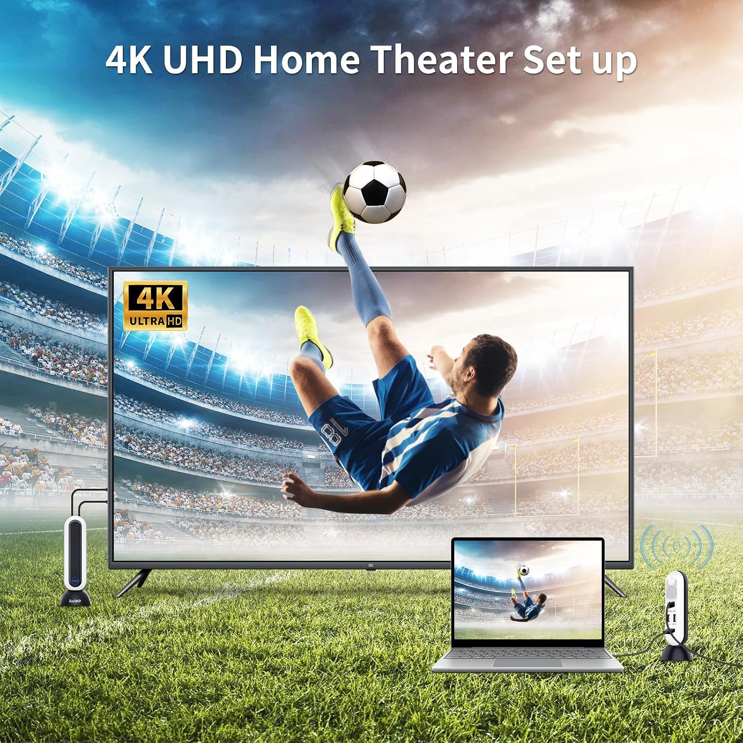 PeakDo Wireless HDMI Extender in a 4K UHD Home Theater Setup