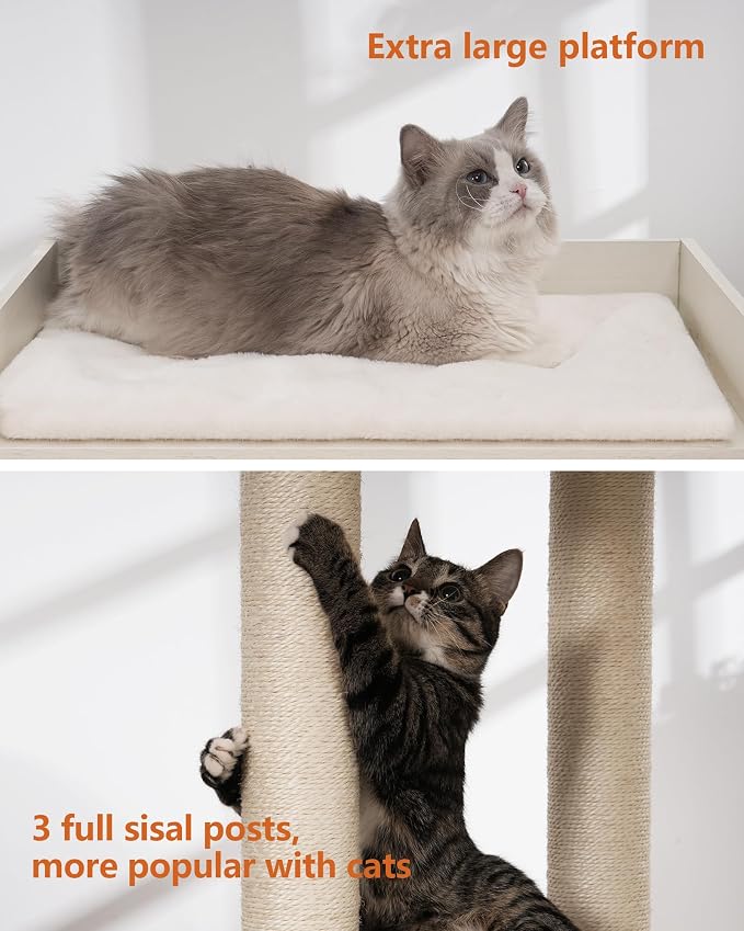 Árbol para gato moderno con rascador grande blanco miniatura 6