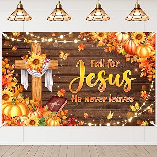 Avezano Fall for Jesus He Never Leaves Banner Thanksgiving Day Backdrop