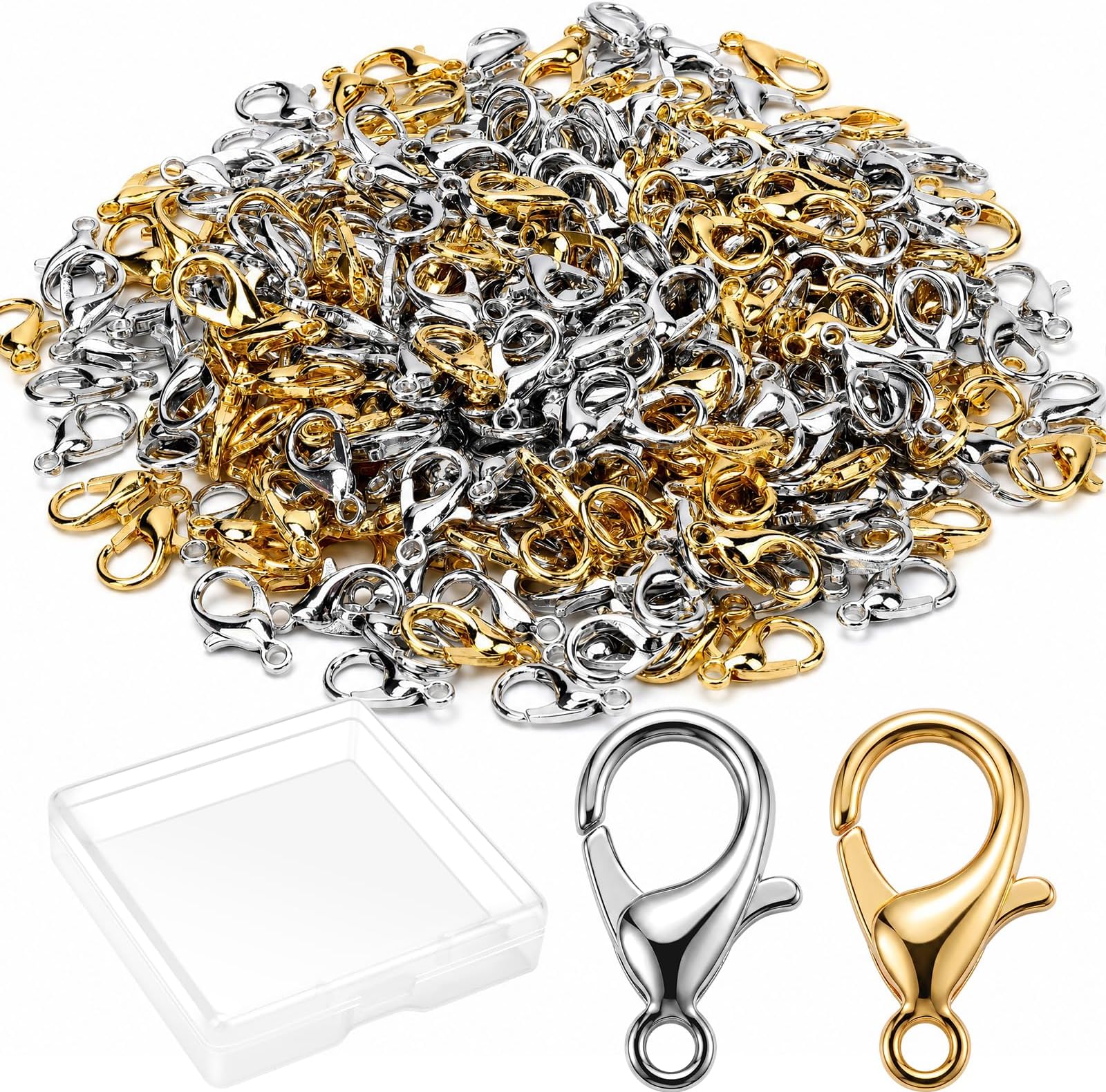 120 Pcs Stainless Steel Lobster Claw Clasps Silver&Gold for Jewelry Making