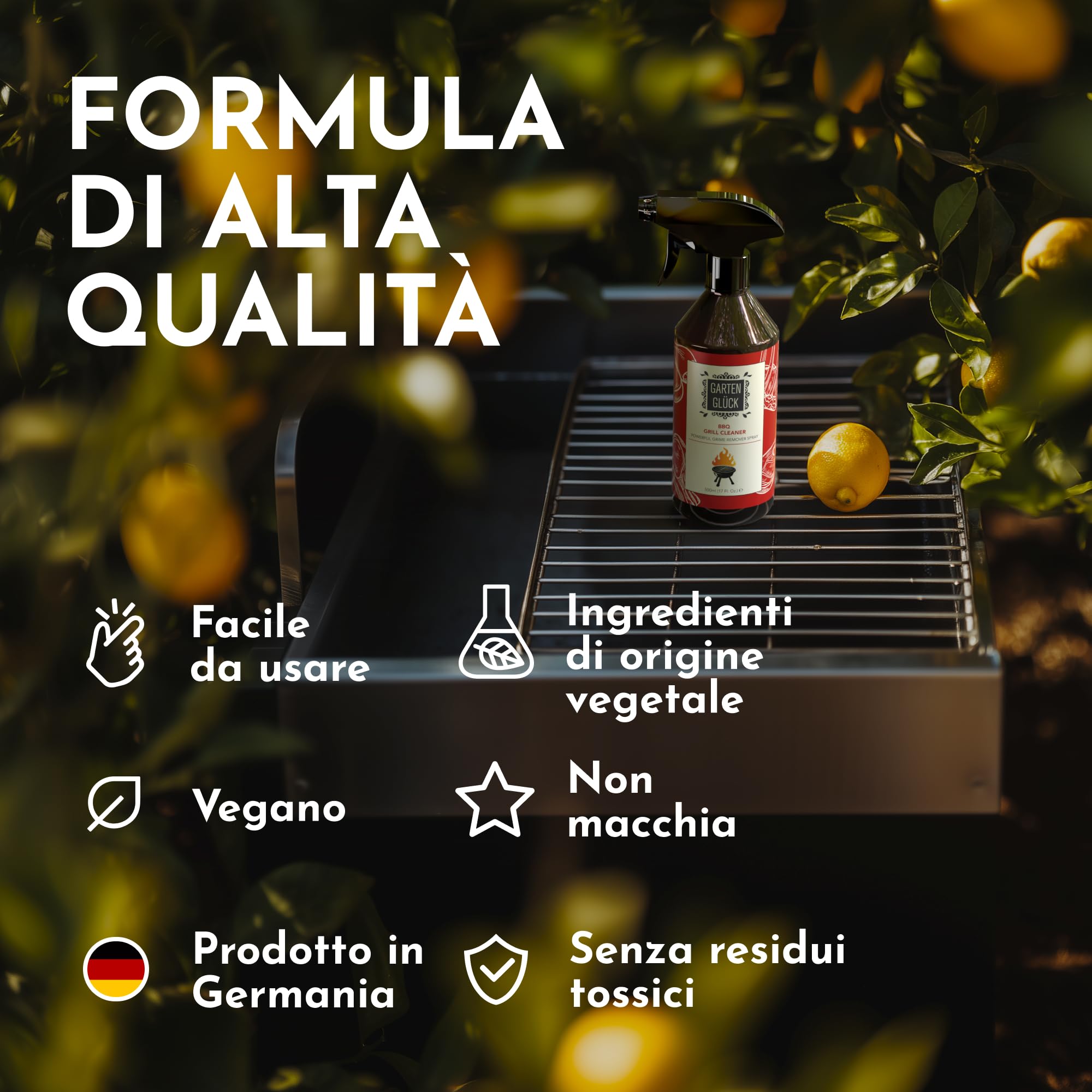 Spray Sgrassatore Barbecue Gas Non Chimico, 500ml - Spray Pulitore per Griglia Barbecue con Acido Citrico per Pulizia Profonda - Efficace Detergente per Pulizia Barbecue Griglia