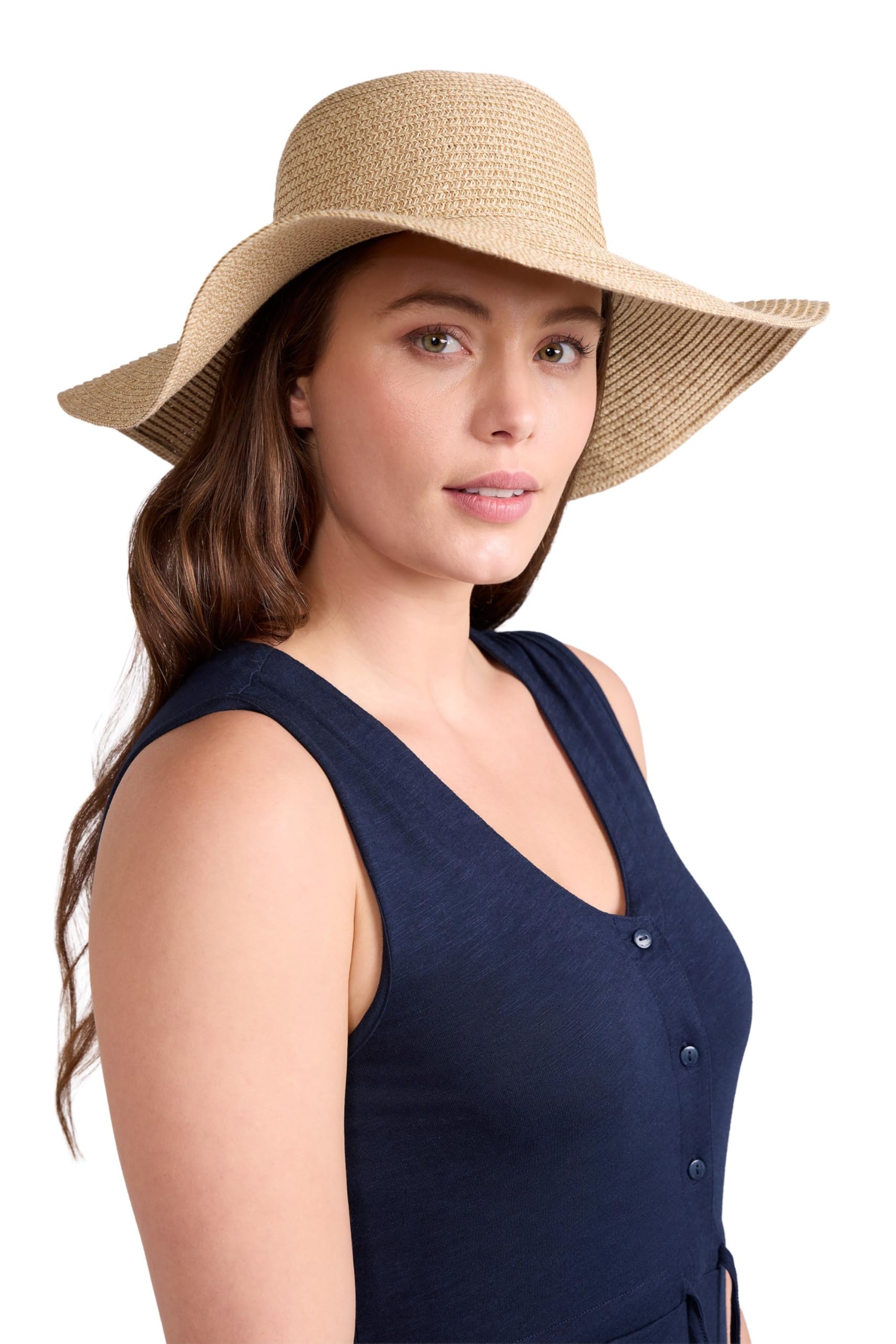 Wide Brim Womens Packable Sun Hat - Beige