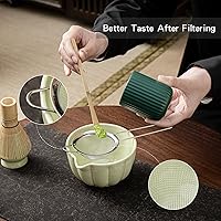 Vista 2 de Matcha Whisk Set, Matcha Set Includes Ceramic Matcha Bowl, Bamboo Whisk, Scoop, Chasen Holder, Sifter, 5 Pcs Perfect Matcha Kit for Macha Lover