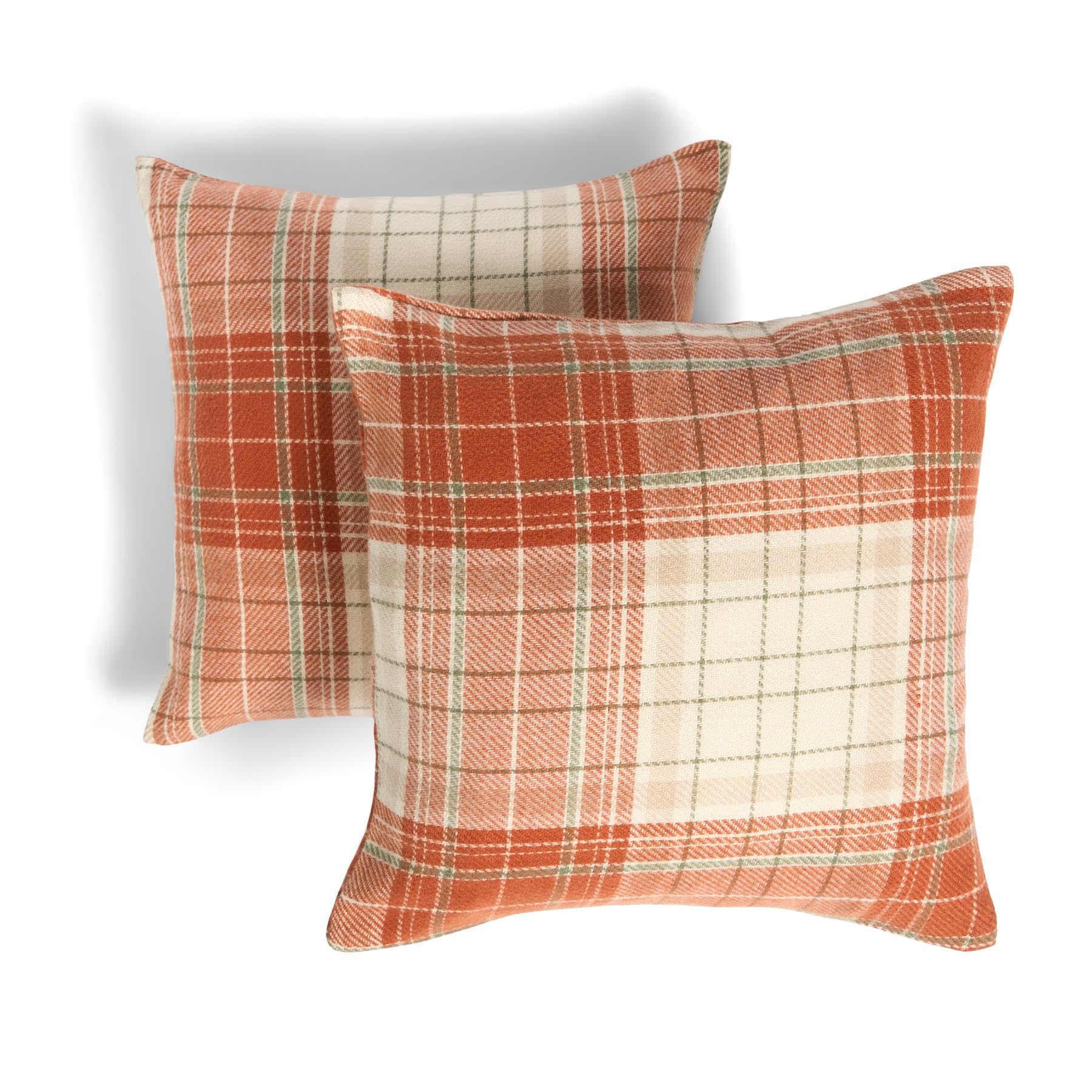 Ohs Rust Cushion Covers 45 X 45Cm, Ultra Soft Classic Woven Check Throw Pillow Covers With Invisible Zipper Decorative Square Pillow Cases 2 Pack For Living Room Bedroom,
