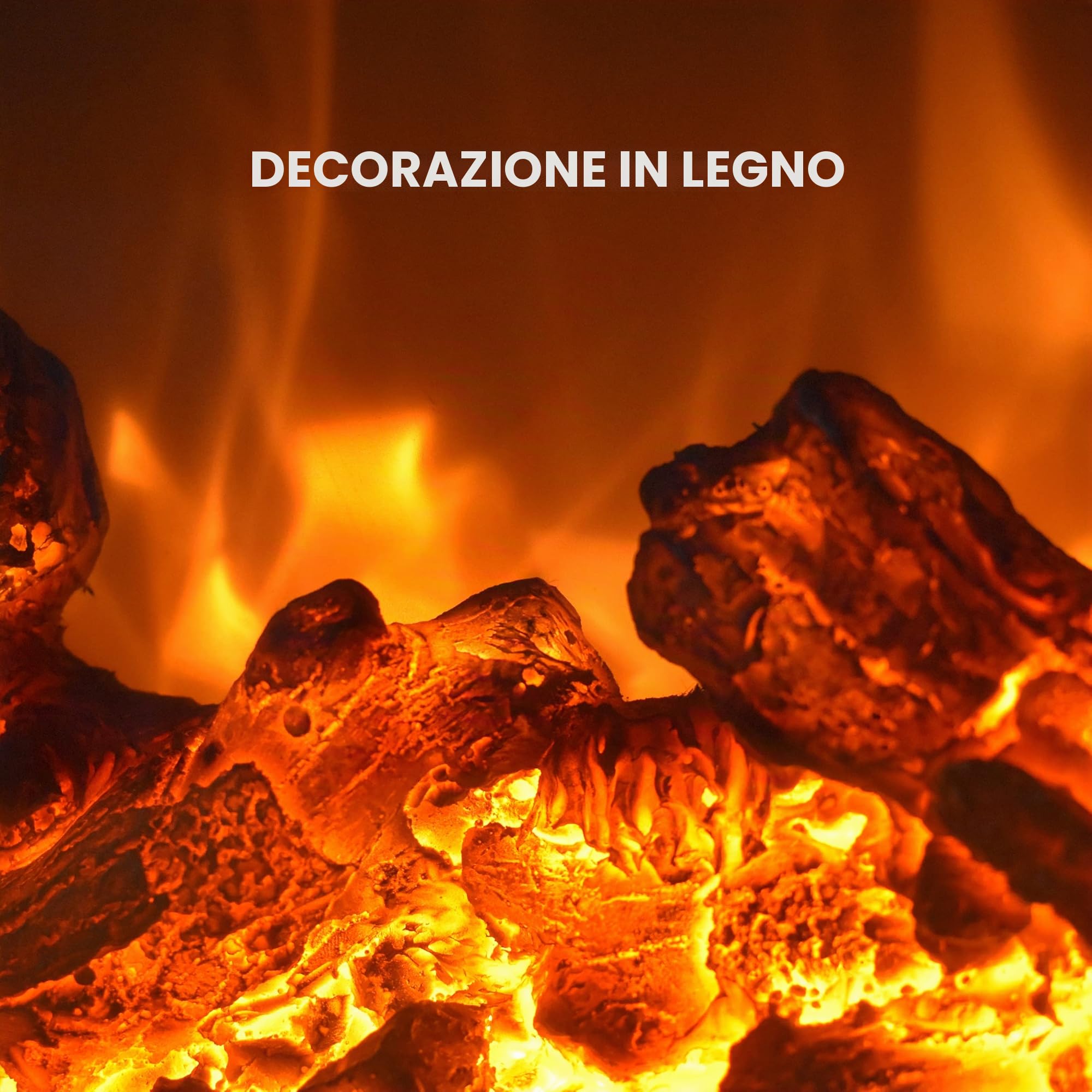 GLOW FIRE EUROPA Stufa Elettrica a Pavimento - Caminetto Elettrico con Riscaldamento, Fuoco LED in 3 Colori, Ventola, Decorazione in Legno, Telecomando, 111x101x33 cm, Bianco