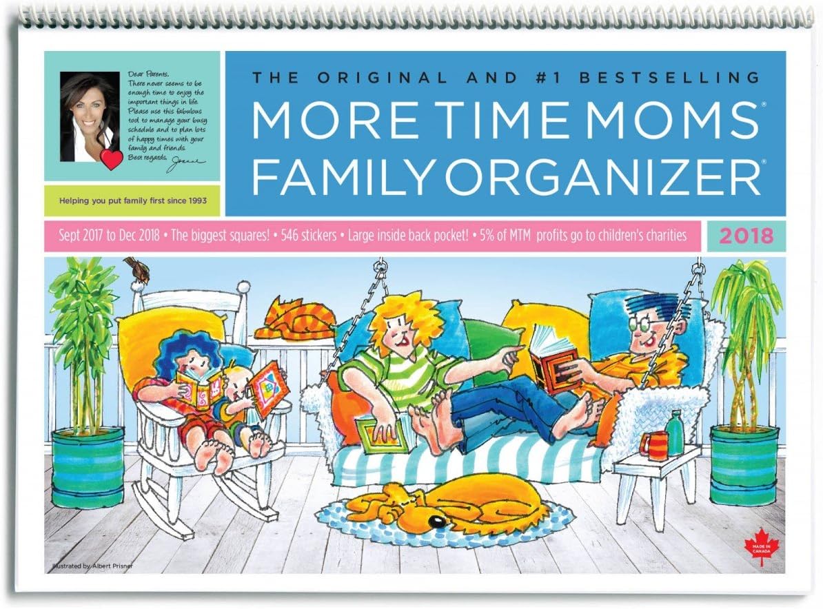 More Time Moms - 2018 Family Organizer Wall Calendar - September 2017 to December 2018