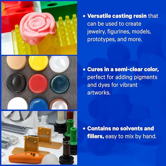 Color-Pro 1 Gal (0.5-Gal Part A + 0.5-Gal Part B) Silicone Polyurethane Casting Resin Kit, Arts, Crafts, Figurines, Prototypes, Models, Semi-Clear, High Strength, Low Odor, Easy Pour