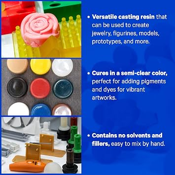 Color-Pro 1 Gal (0.5-Gal Part A + 0.5-Gal Part B) Silicone Polyurethane Casting Resin Kit, Arts, Crafts, Figurines, Prototypes, Models, Semi-Clear, High Strength, Low Odor, Easy Pour