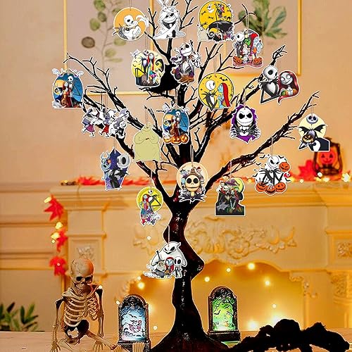 20 piezas de decoración de árbol de noche antes de Navidad, noche antes de Navidad, adornos para árbol Jack y Sally Omament Nightmare Christmas Baby