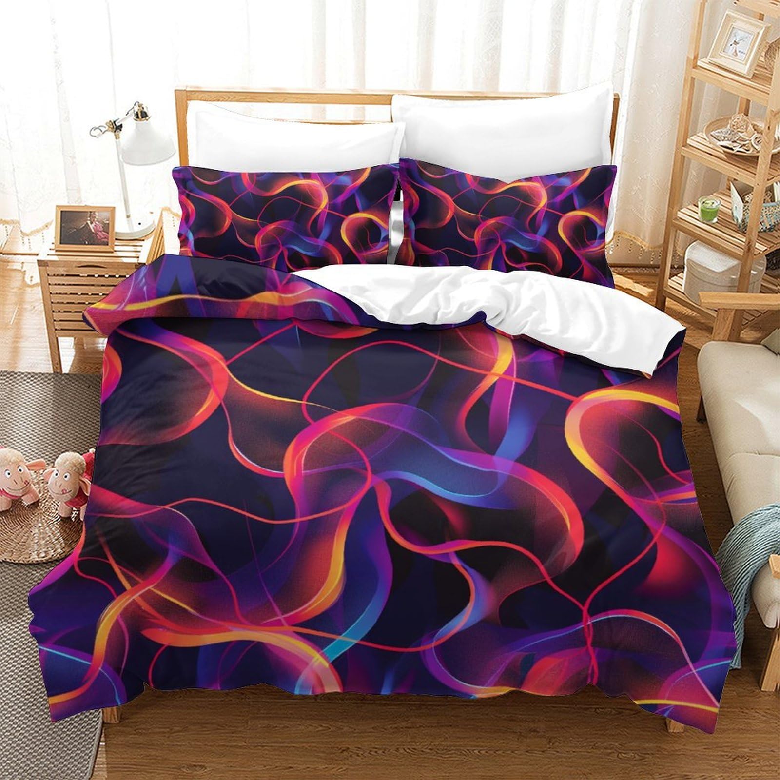 Impression 3D courbe néon housse de couette pour des nuits cocooning