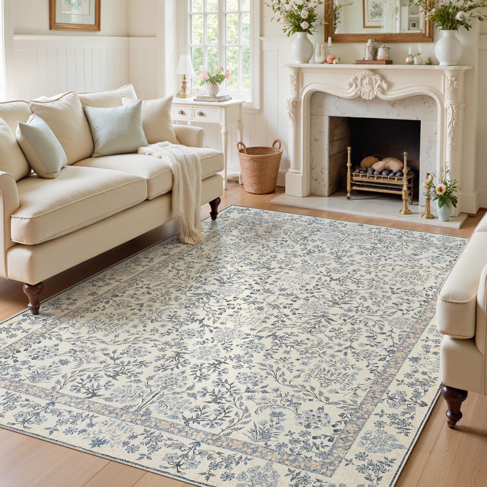 Buy jinchan Zenith Floral 6x9 Area Rug Soft Low-Pile Living Room