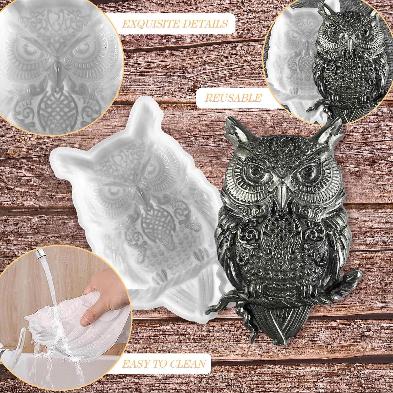 2 Eulen-Harzformen Aus Silikon – Lebensechte 3D-Formen Für Kreative DIY-Projekte