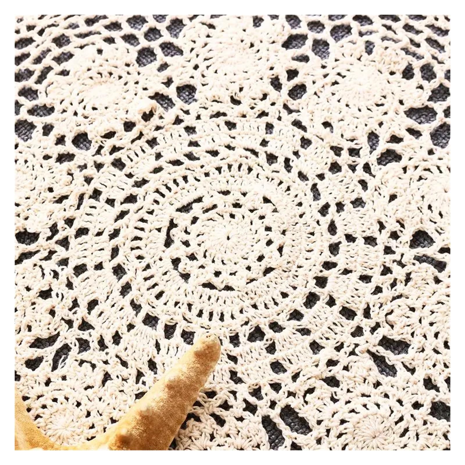 Posavasos de Encaje algodón | Posavasos blancos, beige de encaje de algodón de 40-50 cm for mesa(40cm-white)