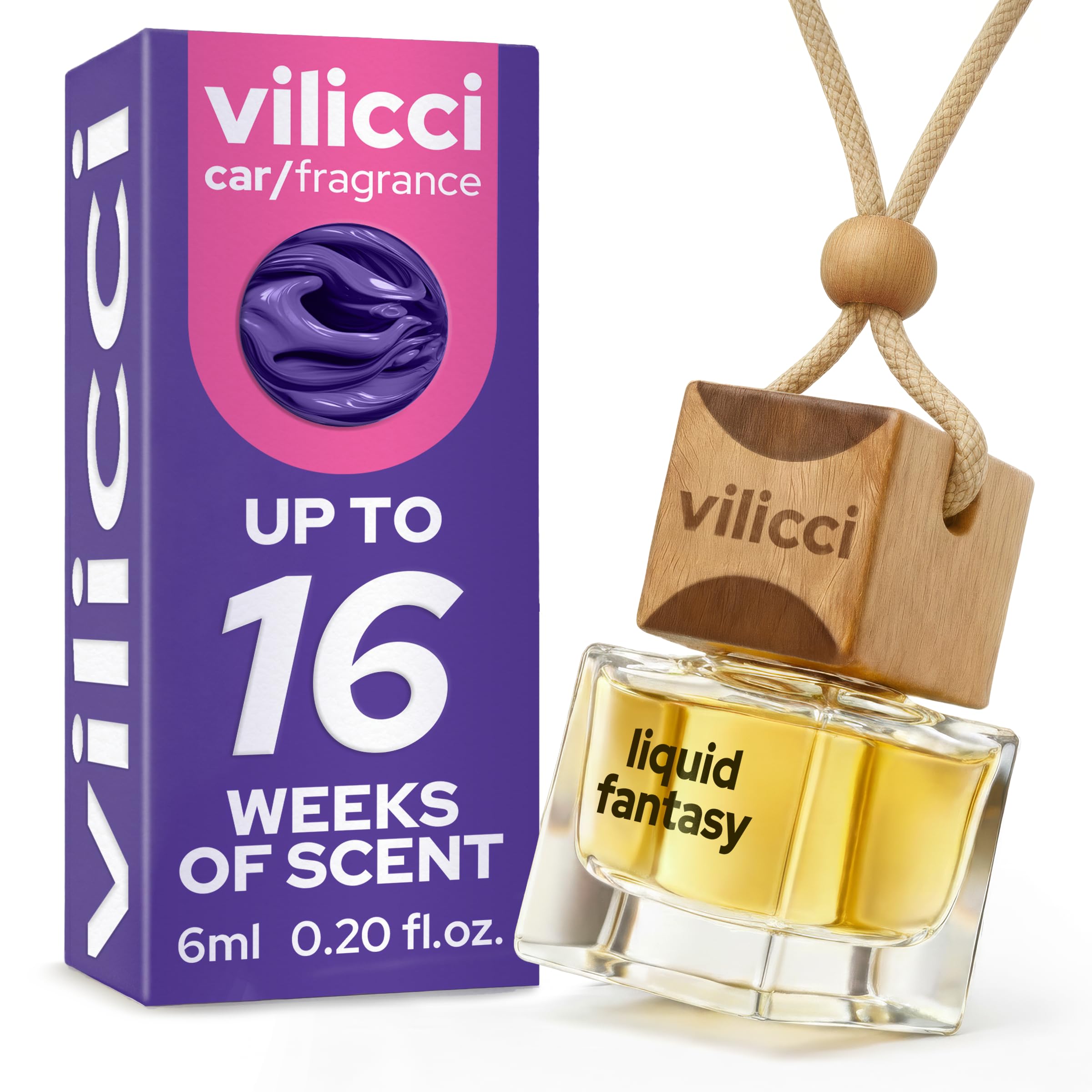 Vilicci Liquid Fantasy Car Air Freshener – New Extra Strong Formula Long Lasting Car Diffuser | Refreshing &amp; Odor Eliminating Car Perfume | Vegan &amp; Cruelty-Free Oil Ingredients | Lasts up to 120 Days