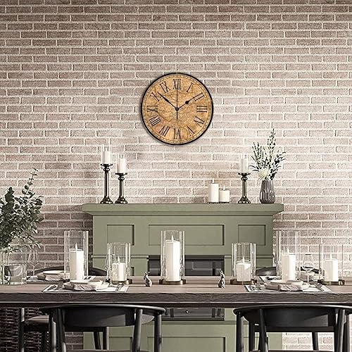 Miniatura 7 de Reloj de pared de madera de 10 pulgadas con números grandes, silencioso, estilo vintage, mapa del mundo antiguo, reloj de madera redondo, reloj de