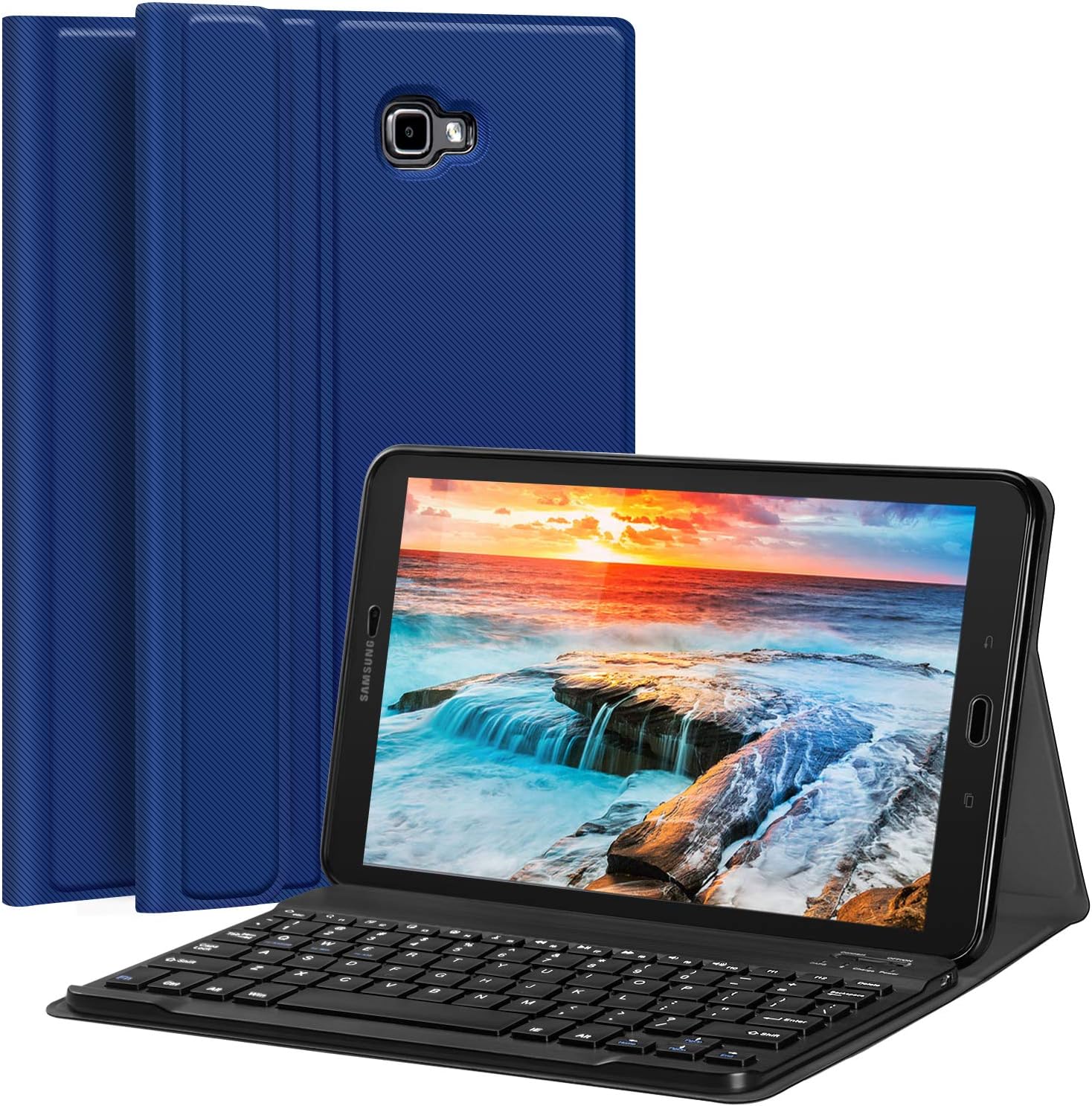 CHESONA Galaxy Tab A 10.1 Keyboard Case Compatible Samsung Galaxy Tab A 10.1 inch SM-T580/T585 Ultra Slim PU Leather Stand Flip Detachable Wireless Keyboard Cover (No S Pen) Andriod Tablet-Blue